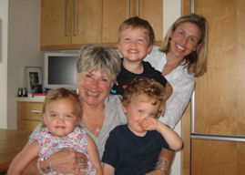 Dana with grandkids, Fall 2009